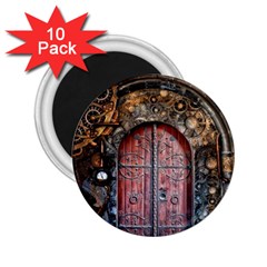 Steampunk Gears Pipes Brass Door 2 25  Magnets (10 Pack)  by Pakrebo