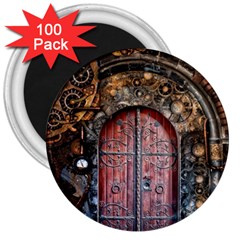 Steampunk Gears Pipes Brass Door 3  Magnets (100 Pack) by Pakrebo