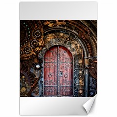 Steampunk Gears Pipes Brass Door Canvas 12  X 18  by Pakrebo