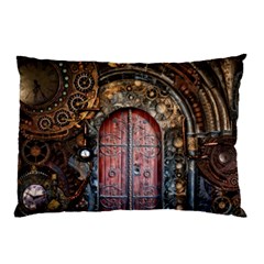 Steampunk Gears Pipes Brass Door Pillow Case by Pakrebo