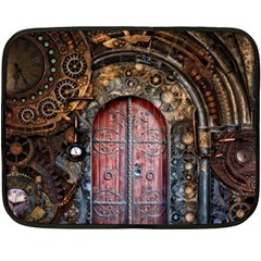 Steampunk Gears Pipes Brass Door Double Sided Fleece Blanket (mini)  by Pakrebo