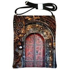 Steampunk Gears Pipes Brass Door Shoulder Sling Bag by Pakrebo