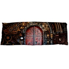 Steampunk Gears Pipes Brass Door Body Pillow Case (dakimakura) by Pakrebo