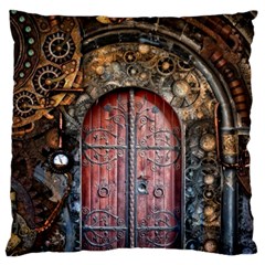 Steampunk Gears Pipes Brass Door Large Cushion Case (one Side) by Pakrebo