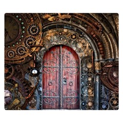 Steampunk Gears Pipes Brass Door Double Sided Flano Blanket (small)  by Pakrebo