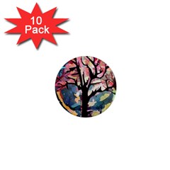 Tree Moon Night Sky Landscape 1  Mini Magnet (10 Pack)  by Pakrebo