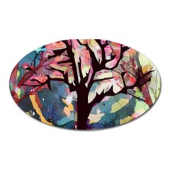 Tree Moon Night Sky Landscape Oval Magnet