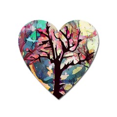 Tree Moon Night Sky Landscape Heart Magnet by Pakrebo