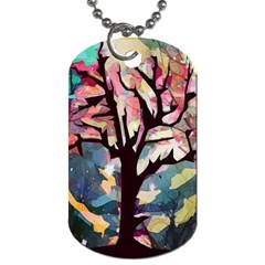 Tree Moon Night Sky Landscape Dog Tag (one Side) by Pakrebo