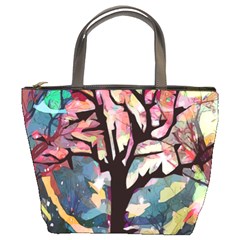 Tree Moon Night Sky Landscape Bucket Bag by Pakrebo