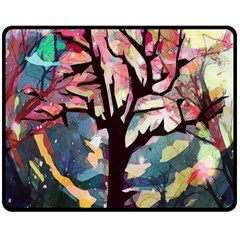 Tree Moon Night Sky Landscape Double Sided Fleece Blanket (medium)  by Pakrebo