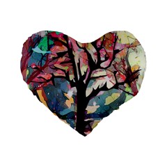 Tree Moon Night Sky Landscape Standard 16  Premium Flano Heart Shape Cushions by Pakrebo