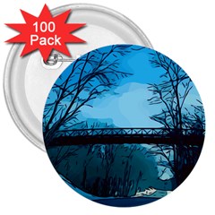 Bridge Trees Walking Nature Road 3  Buttons (100 Pack)  by Pakrebo