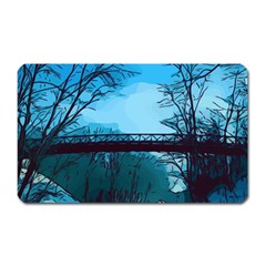 Bridge Trees Walking Nature Road Magnet (rectangular) by Pakrebo