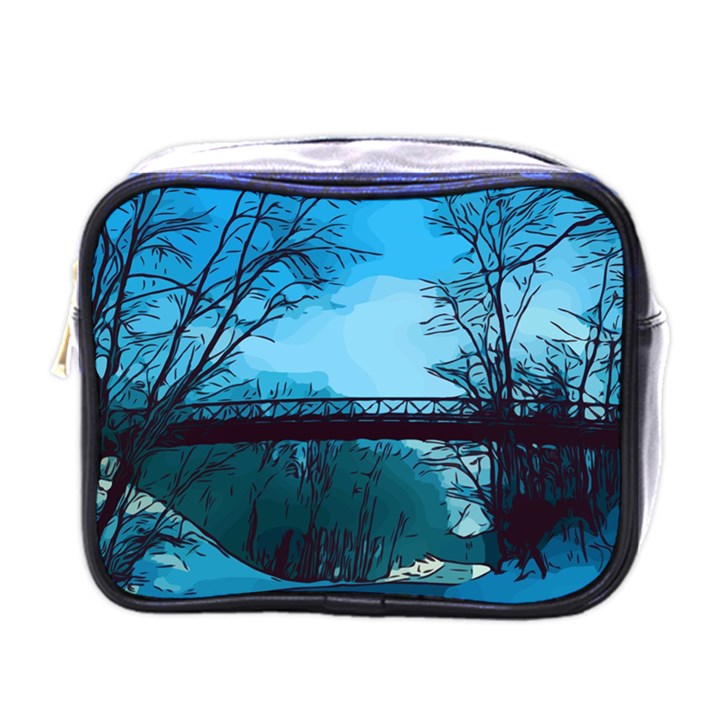 Bridge Trees Walking Nature Road Mini Toiletries Bag (One Side)