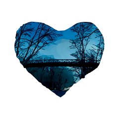 Bridge Trees Walking Nature Road Standard 16  Premium Heart Shape Cushions by Pakrebo