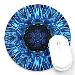 Background Blue Flower Round Mousepads by Pakrebo