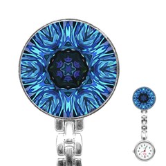 Background Blue Flower Stainless Steel Nurses Watch by Pakrebo