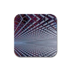 Metal Sci Fi Fantasy Background Rubber Square Coaster (4 Pack)  by Pakrebo