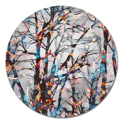 Forest Abstract Artwork Colorful Magnet 5  (round) by Pakrebo