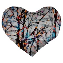 Forest Abstract Artwork Colorful Large 19  Premium Heart Shape Cushions by Pakrebo