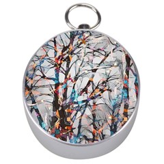 Forest Abstract Artwork Colorful Silver Compasses by Pakrebo