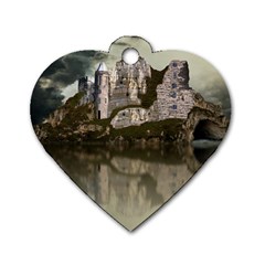 Sea Fortress Lake Reflection Sky Dog Tag Heart (one Side) by Pakrebo