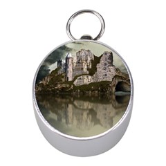 Sea Fortress Lake Reflection Sky Mini Silver Compasses by Pakrebo