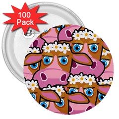 PINK COWS 3  Buttons (100 pack) 