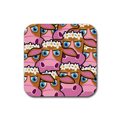 PINK COWS Rubber Coaster (Square) 