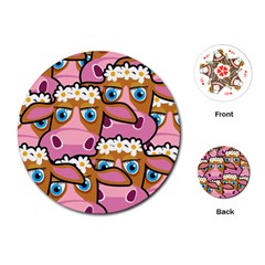 PINK COWS Playing Cards (Round)