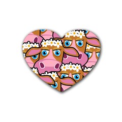 PINK COWS Rubber Coaster (Heart) 