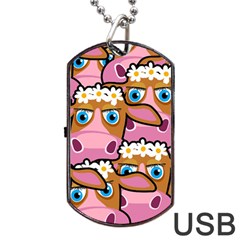 PINK COWS Dog Tag USB Flash (One Side)