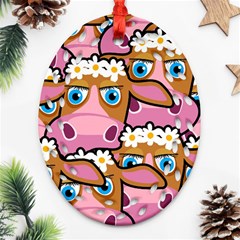 PINK COWS Ornament (Oval Filigree)