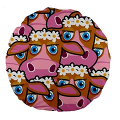 PINK COWS Large 18  Premium Round Cushions