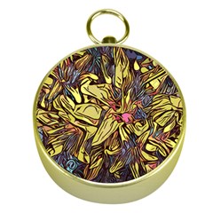 Lilies Abstract Flowers Nature Gold Compasses by Pakrebo