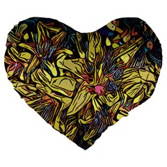 Lilies Abstract Flowers Nature Large 19  Premium Flano Heart Shape Cushions by Pakrebo