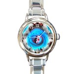 Abstract Kaleidoscope Pattern Round Italian Charm Watch Front