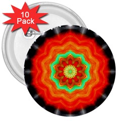 Abstract Kaleidoscope Colored 3  Buttons (10 Pack)  by Pakrebo