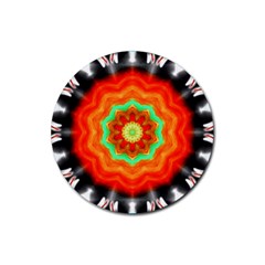 Abstract Kaleidoscope Colored Rubber Round Coaster (4 Pack)  by Pakrebo