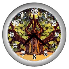 Tree Monster Maestro Landscape Wall Clock (silver) by Pakrebo