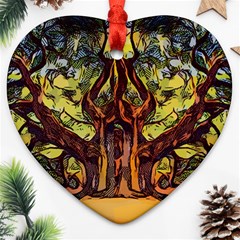 Tree Monster Maestro Landscape Heart Ornament (two Sides) by Pakrebo