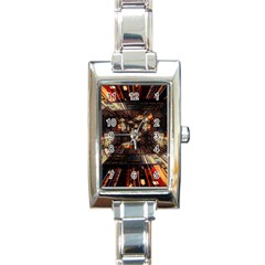 Library Tunnel Books Stacks Rectangle Italian Charm Watch by Pakrebo