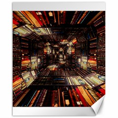 Library Tunnel Books Stacks Canvas 16  X 20  by Pakrebo