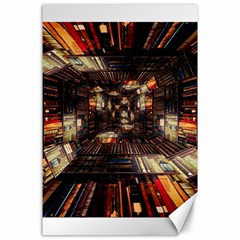 Library Tunnel Books Stacks Canvas 24  X 36  by Pakrebo