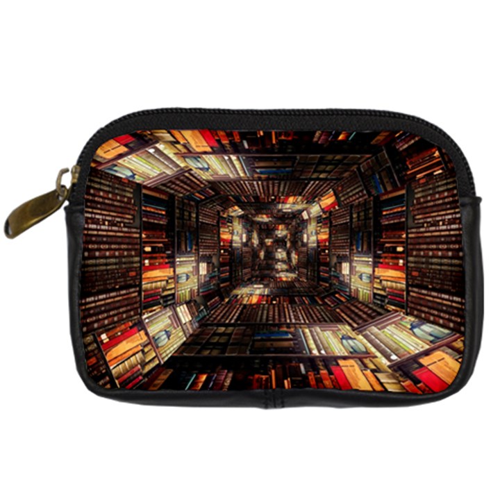 Library Tunnel Books Stacks Digital Camera Leather Case