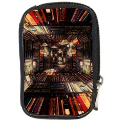 Library Tunnel Books Stacks Compact Camera Leather Case by Pakrebo