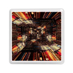 Library Tunnel Books Stacks Memory Card Reader (square) by Pakrebo