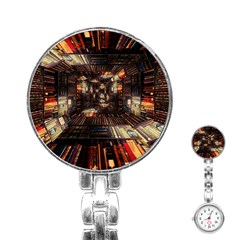 Library Tunnel Books Stacks Stainless Steel Nurses Watch by Pakrebo