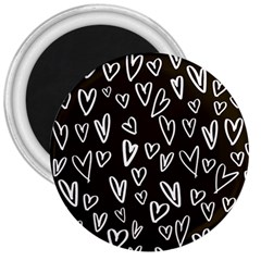 White Hearts - Black Background 3  Magnets by alllovelyideas